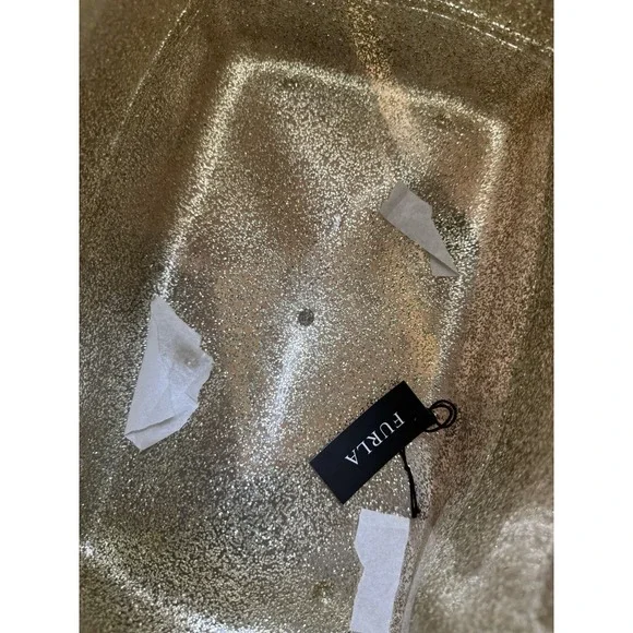 NWT Furla Oro Glam Gold Glitter Candy Bag Satchel w/ Box $228 - Picture 5 of 11
